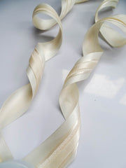 Elegant Cream Satin Ribbon Trio Set – Butter Yellow, Soft Gold & Ivory Decorative Ribbons for Gift Wrapping, Fashion Styling & Luxury DIY Crafts