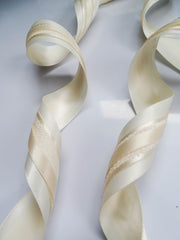 Elegant Cream Satin Ribbon Trio Set – Butter Yellow, Soft Gold & Ivory Decorative Ribbons for Gift Wrapping, Fashion Styling & Luxury DIY Crafts