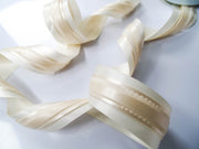 Elegant Cream Satin Ribbon Trio Set – Butter Yellow, Soft Gold & Ivory Decorative Ribbons for Gift Wrapping, Fashion Styling & Luxury DIY Crafts