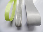 Elegant Silver Grey & Neon Yellow Ribbon Trio Set – Luxury Satin, Woven & Grosgrain Decorative Ribbon Collection