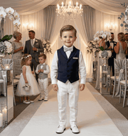 Boys Vintage Navy Waistcoat with Peter Pan Collar (3–7 Years) | Formal, School & Occasion Vest