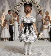 Girls Puff Sleeve Floral A-Line Dress (1–9 Years) | Vintage Princess Party & Occasion Dress