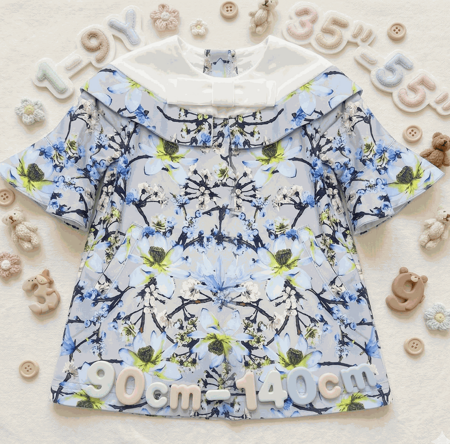 Toddler girl wearing LAVANZEY floral princess dress with removable sleeves for weddings and birthdays
