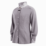 Kids vintage lace cotton shirt with Victorian-style lace collar and cuffs for formal occasions