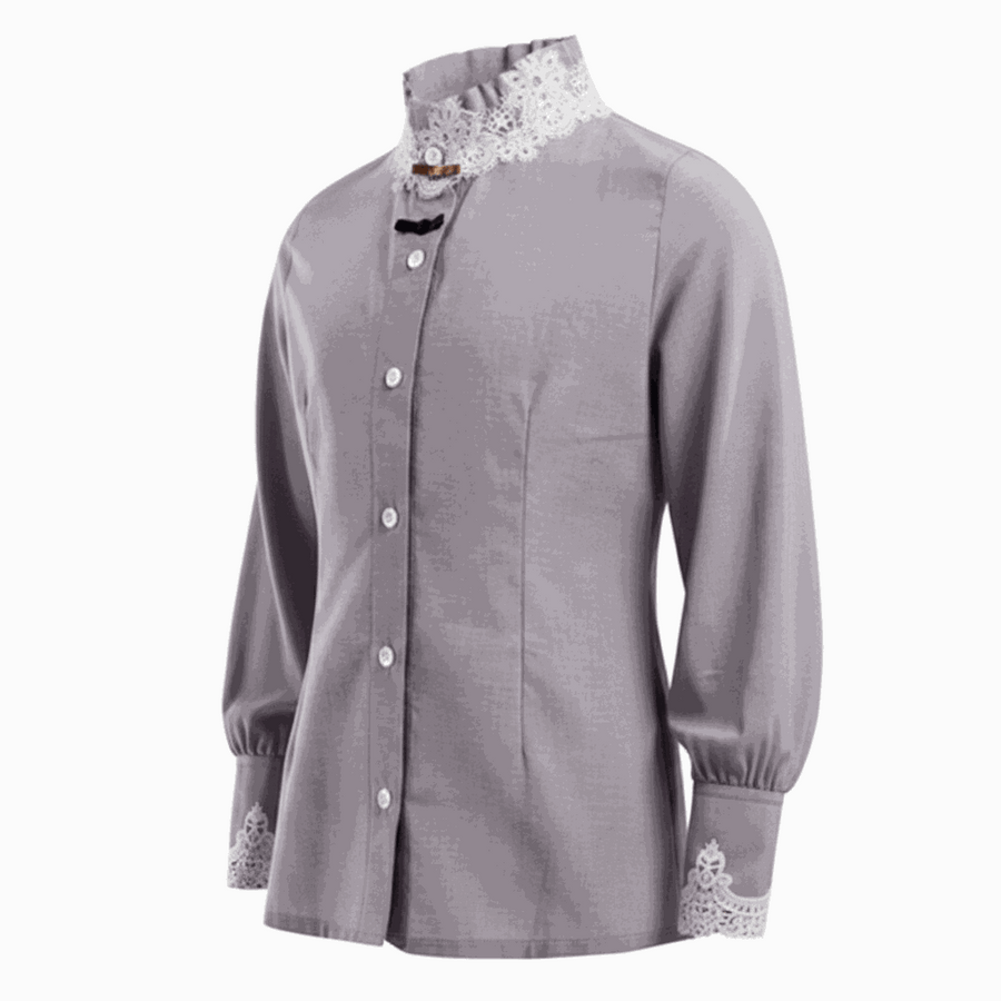 Kids vintage lace cotton shirt with Victorian-style lace collar and cuffs for formal occasions