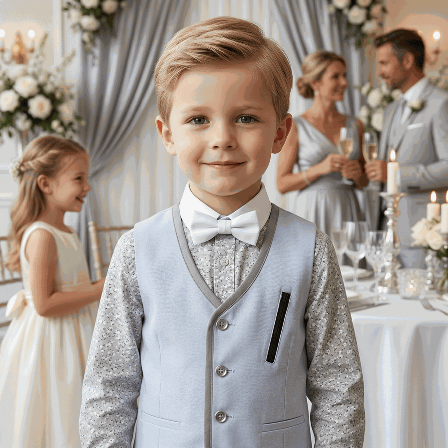 Boys light blue cotton waistcoat vintage casual and formal vest for ages 3 to 7 years