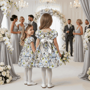 Girls Puff Sleeve Floral A-Line Dress (1–9 Years) | Vintage Princess Party & Occasion Dress