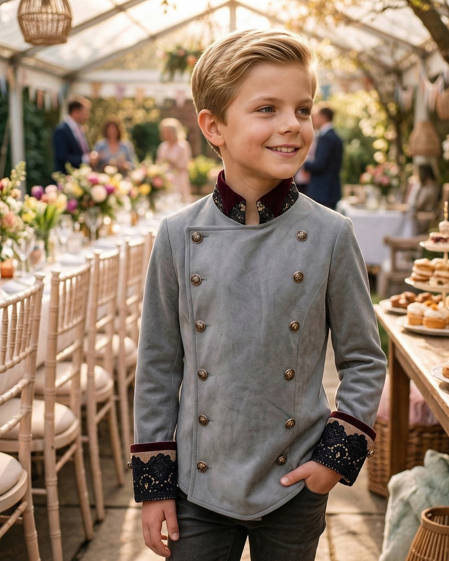 Boys Velvet Tails Tuxedo Blazer 3-12Y Slim Fit Formal party Jacket christmasBoys Velvet Tailcoat Tuxedo Blazer (3–12 Years) | Vintage Military Style Page Boy Jacket