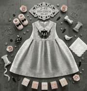 Vintage flower girl dress for baby girl in wool blend sleeveless A-line design for weddings and winter occasions