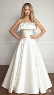 French Style Light Wedding Dress Strapless Satin Bridal Gown Petite Bride Elegant Reception Dress for Wedding