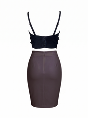 Embroidered Lace Top & High-Waisted Bandage Skirt - A Modern Expression of Feminine Structure and Grace