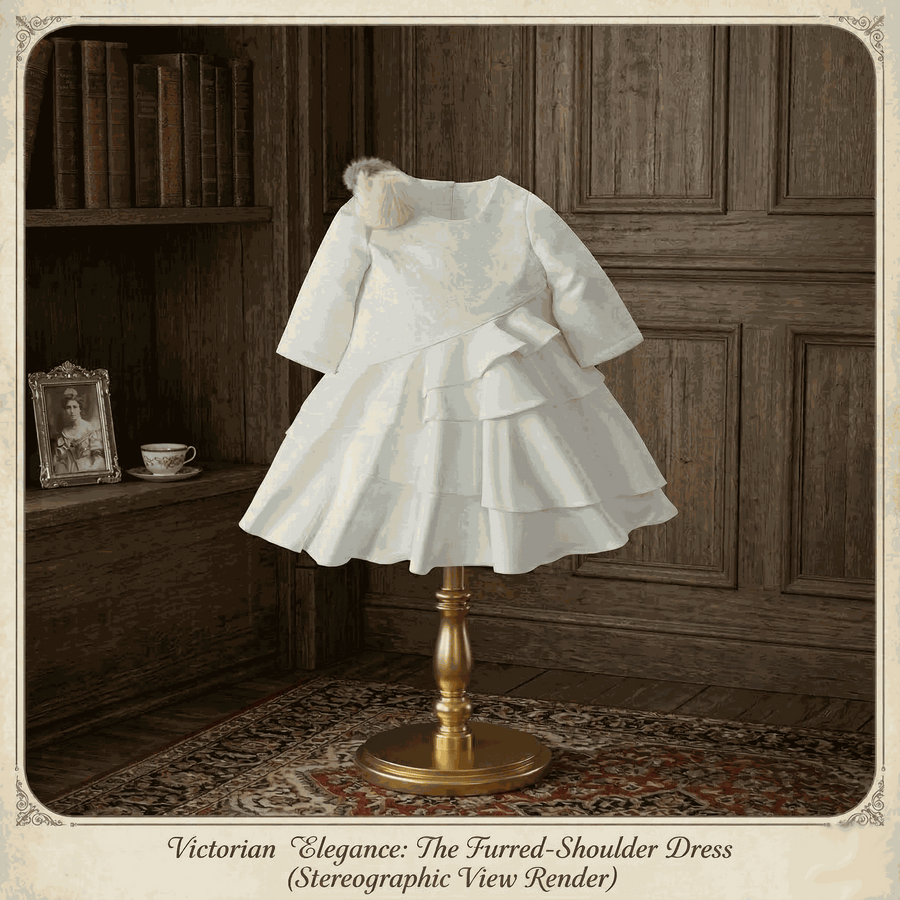 White vintage flower girl dress with jacquard satin bodice and layered tulle skirt for weddings and special occasions