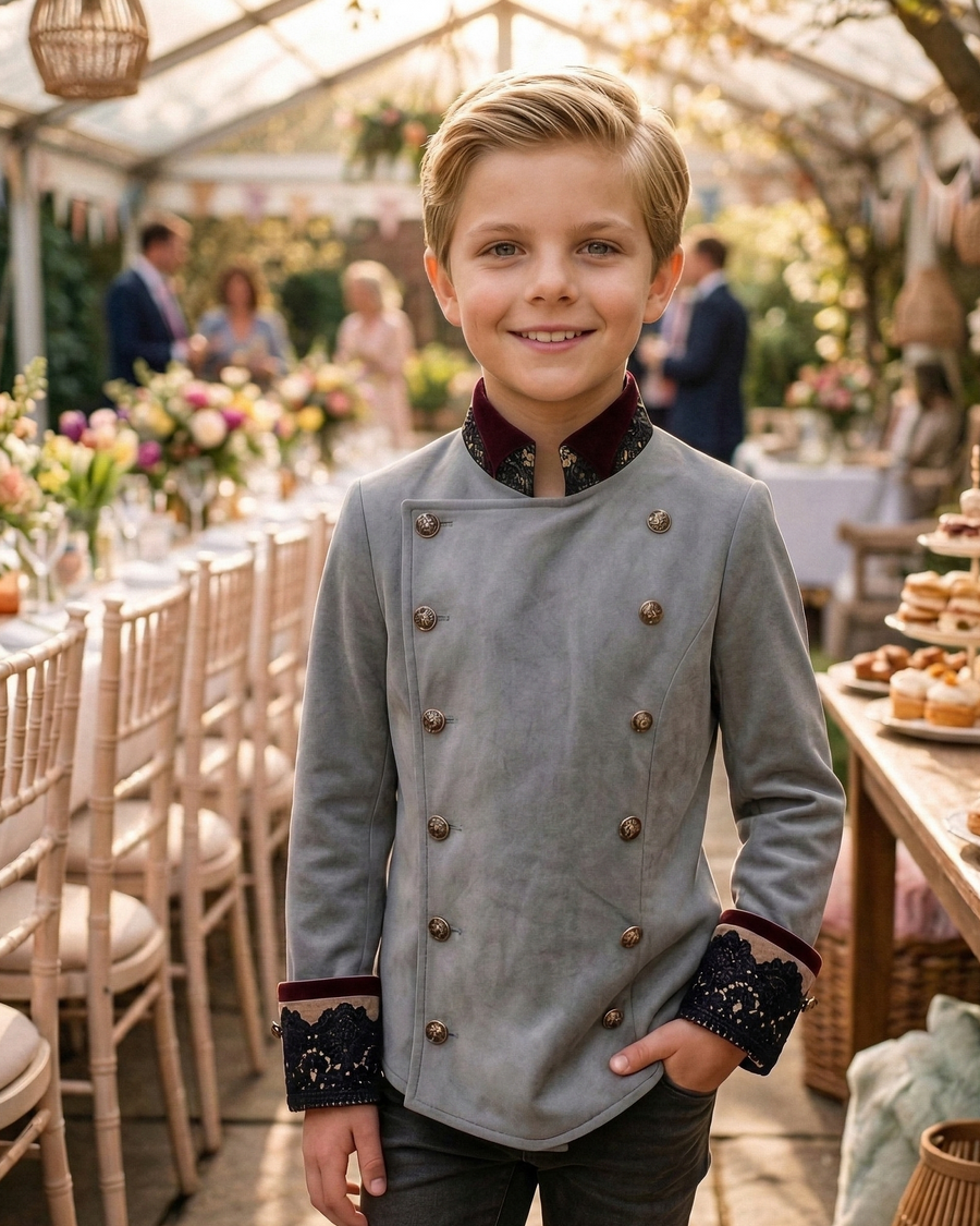Boys Velvet Tails Tuxedo Blazer 3-12Y Slim Fit Formal party Jacket christmasBoys Velvet Tailcoat Tuxedo Blazer (3–12 Years) | Vintage Military Style Page Boy Jacket