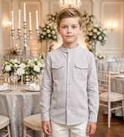 Boys Linen Cotton Long Sleeve Shirt (4–14 Years) | Breathable Smart Casual Summer Shirt