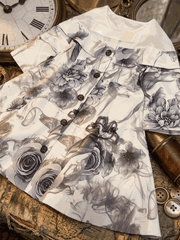 Grey floral off-shoulder dress for girls aged 1-7 with subtle sheen and A-line silhouette for parties and everyday elegance