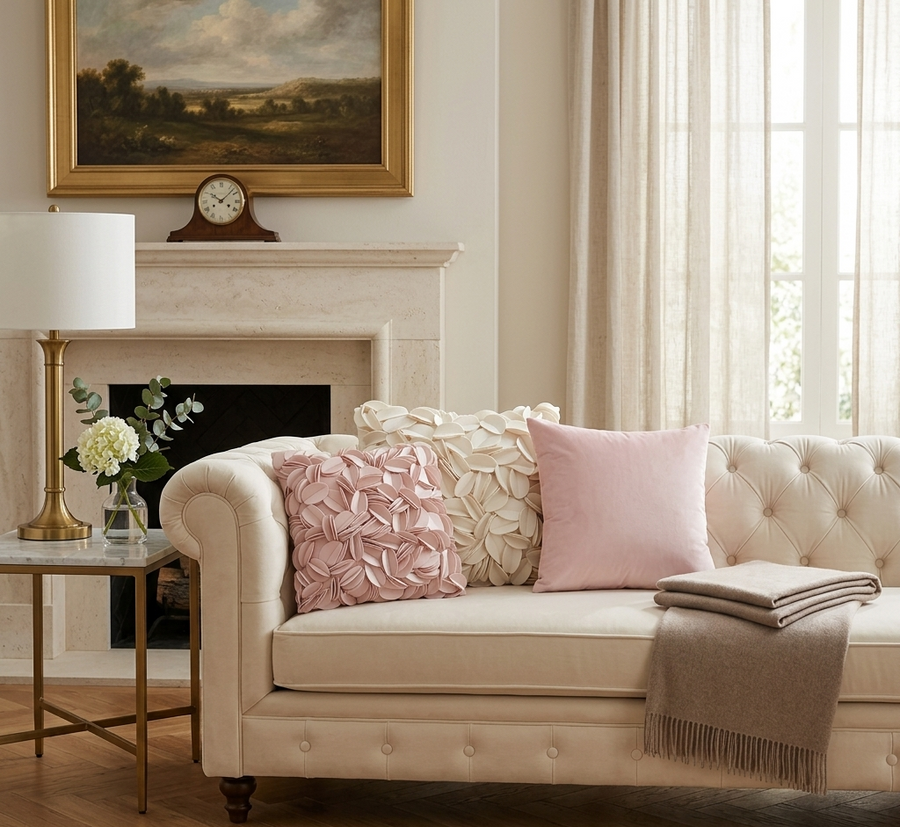 Romantic Petal Cushion Cover – French Style Decorative Pillow for Wedding & Home
