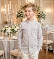 Boys Linen Cotton Long Sleeve Shirt (4–14 Years) | Breathable Smart Casual Summer Shirt