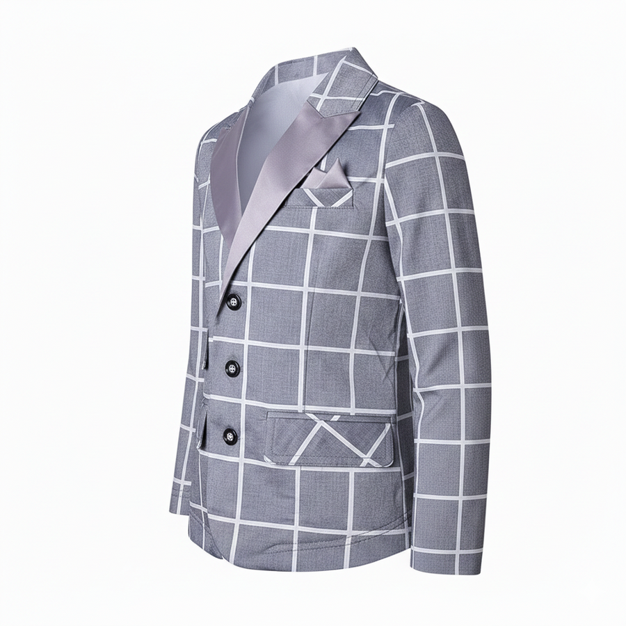 Boys Plaid Blazer – Lightweight Cotton Vintage Page Boy Jacket for Wedding, Party & Smart Casual (Ages 4–9)