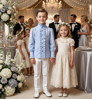Boys Vintage Light Blue & Grey Shirt (3–14 Years) | Smart Casual, School & Wedding Shirt