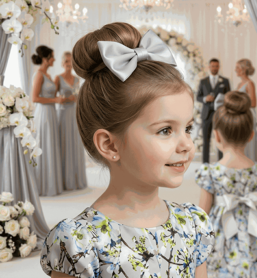 Girls Puff Sleeve Floral A-Line Dress (1–9 Years) | Vintage Princess Party & Occasion Dress