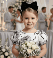 Girls Puff Sleeve Floral A-Line Dress (1–9 Years) | Vintage Princess Party & Occasion Dress