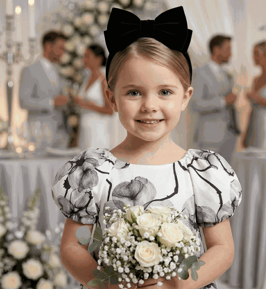 Girls Puff Sleeve Floral A-Line Dress (1–9 Years) | Vintage Princess Party & Occasion Dress