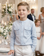 Boys Linen Cotton Long Sleeve Shirt (4–14 Years) | Breathable Smart Casual Summer Shirt