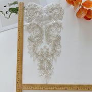 Zh442 silver bead tube embroidered flower - material for veils, diy wedding dress accessories, and clothing skirts