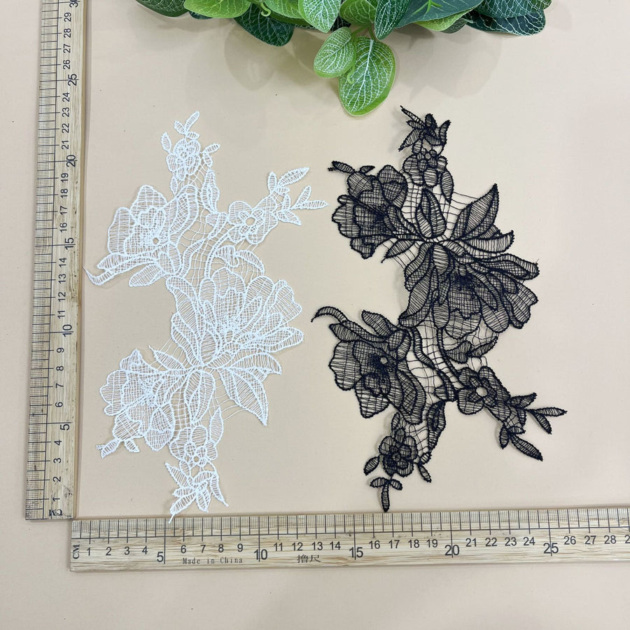 A piece of beige fish silk thread lace flower to flower applique DIY handmade bridal veil jewelry accessories