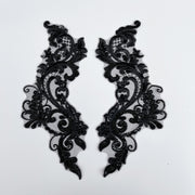 Black Flat Embroidered Mesh Lace Trim - DIY Bridal Veil & Wedding Dress Accessory
