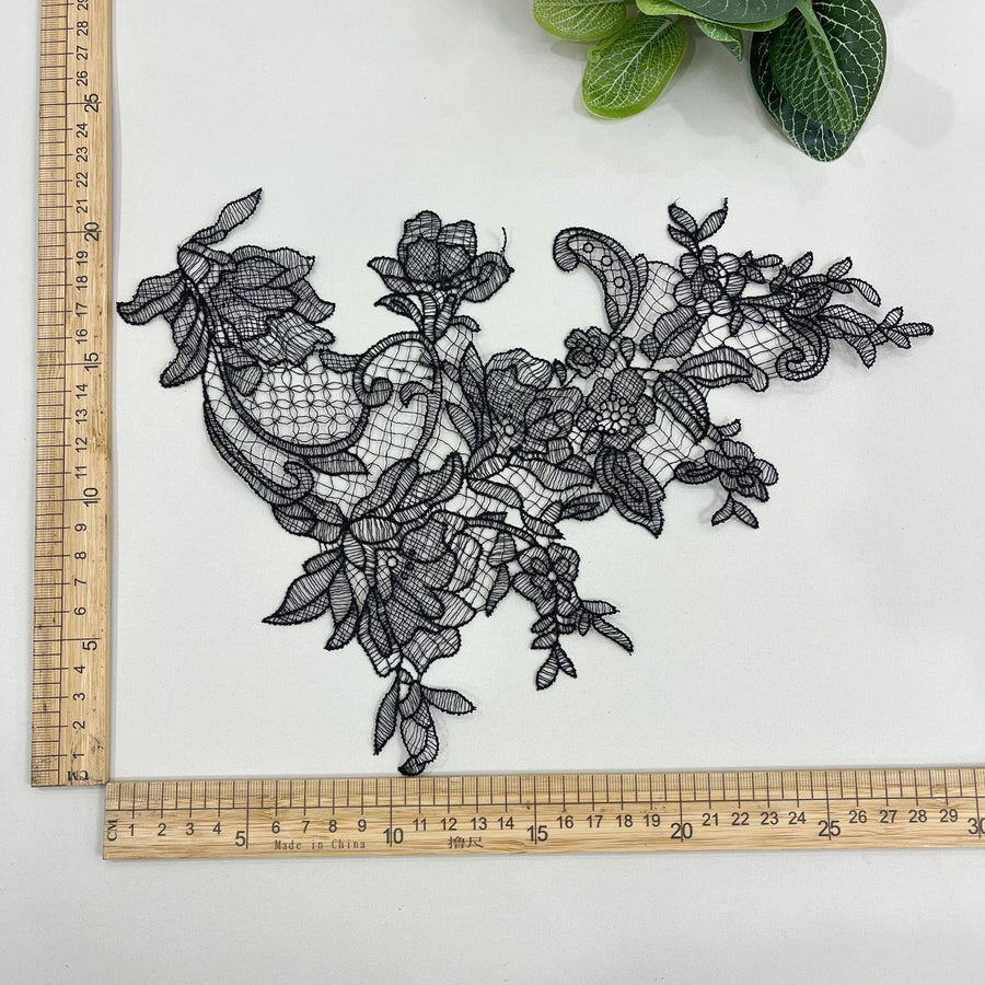 Beige Fish Silk Thread Water-Soluble Lace Flower Applique - DIY Handmade Bridal Veil Accessory