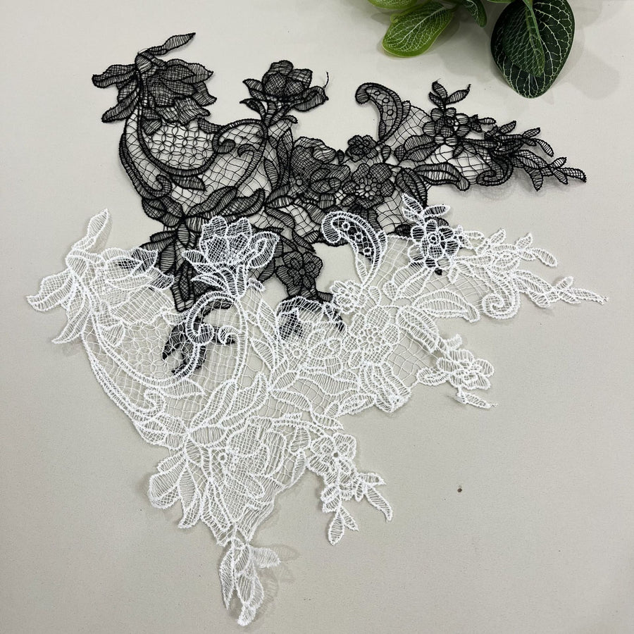 Beige Fish Silk Thread Water-Soluble Lace Flower Applique - DIY Handmade Bridal Veil Accessory