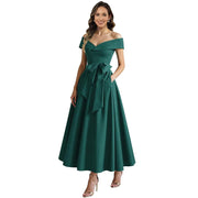 Plus size evening gown for women - satin wedding bridesmaid dress, perfect for annual meetings, performances, and special occasions. flattering and figure-enhancing, designed for curvy women. a stylish choice for mothers