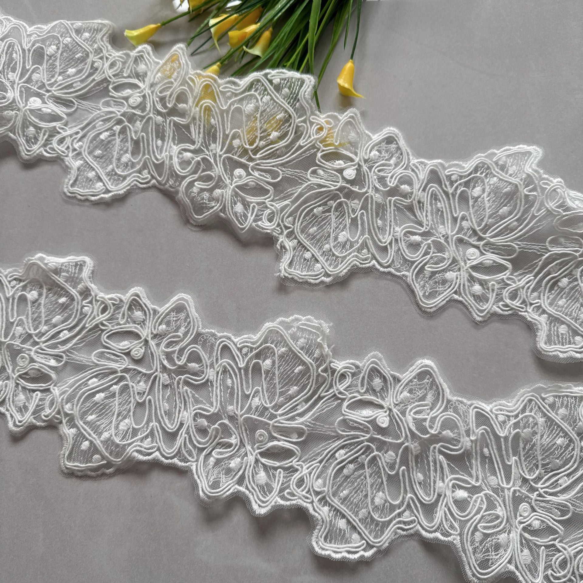 Mesh bone line milk silk lace 12CM lace, high-end clothing skirt children's clothing lace accessories R214