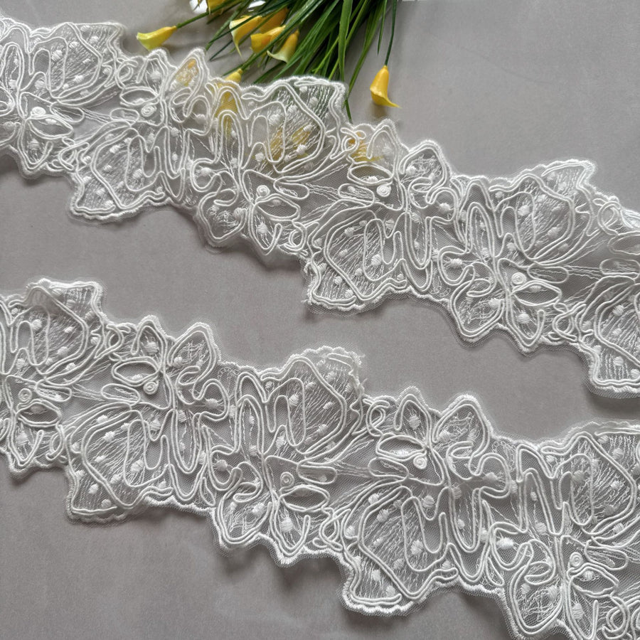 Mesh Bone Milk Silk 12CM Lace Trim - High-End Clothing, Skirt & Children's Clothing Accessory (R214)