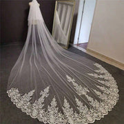 Cathedral lace bridal veil embroidered tulle long wedding train headpiece
