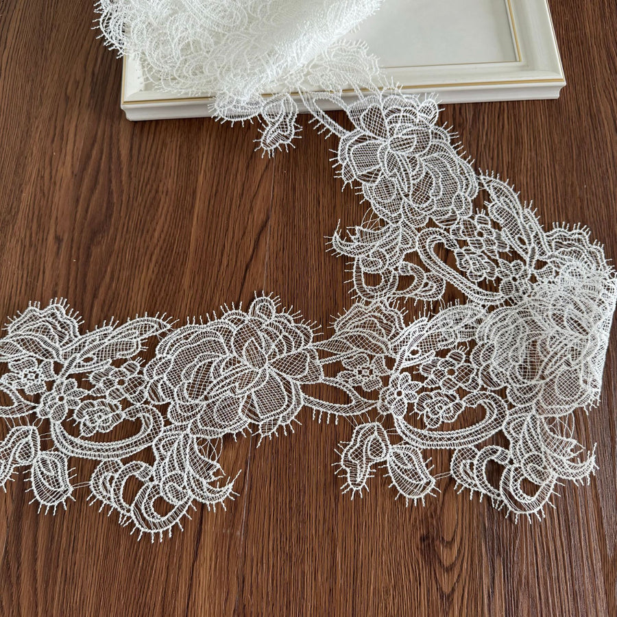 New white rose DIY clothing handmade accessories patch sticker fish silk thread embroidery lace R87