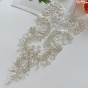 Zh442 silver bead tube embroidered flower - material for veils, diy wedding dress accessories, and clothing skirts