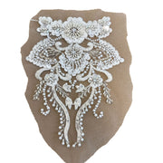 White Bubble Mesh Lace Embroidery Appliqué – DIY Wedding Dress, Curtain & Clothing Fabric (ZH369, 14×19cm)