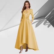 European and american style plus size evening gown for women, sequined satin high-low floor-length dress, wedding mother of the bride outfit, new year's gala performance dress