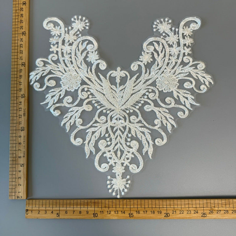 Lace Sequin Millet Bead Neckline Corsage - DIY Wedding Dress & Headscarf Accessory (ZH248)