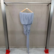 Off-the-Shoulder Ruched Mini Dress — Soft Draping with a Trailing Side Detail