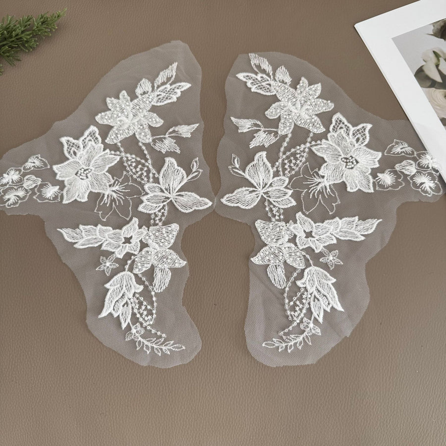 Beaded Rhinestone Sequin Appliqué - DIY Wedding Dress, Headpiece & Children's Clothing Lace Embellishment (ZH506)