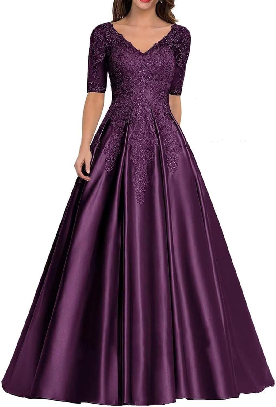 European and american style plus size evening gown - women's satin floor-length dress - perfect for weddings, bridesmaids, annual galas, and performances - flattering and figure-forgiving
