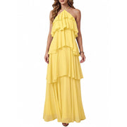 Cross-border hot-selling plus size chiffon dress high waistslimming look design multi-color sister group toast dress full size personalized