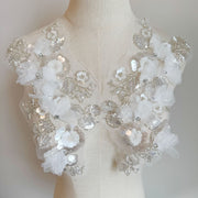 Handmade Rhinestone Sequin Lace Flower Appliqué - DIY Bridal, Evening Gown & Wedding Dress Embellishment (ZH424)