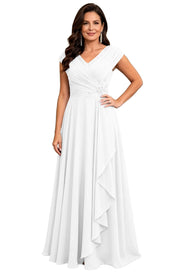 Cross-border chiffon long evening dress women's v neck diamond bridesmaid dress banquet toasting skirt slimming look a-line dress ladieswear