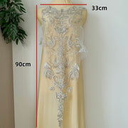 Zh494 fashion mesh fabric wedding dress diy large floral applique wedding dress women's clothing accessories