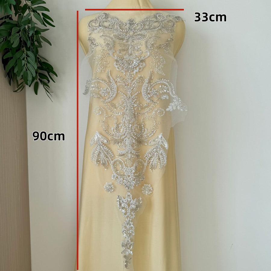 Zh494 fashion mesh fabric wedding dress diy large floral applique wedding dress women's clothing accessories