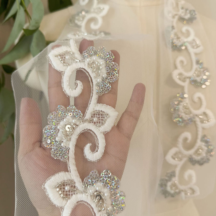 New Exquisite Embroidery Bead Lace - Export Single Wedding Dress DIY Accessories (ZH417)